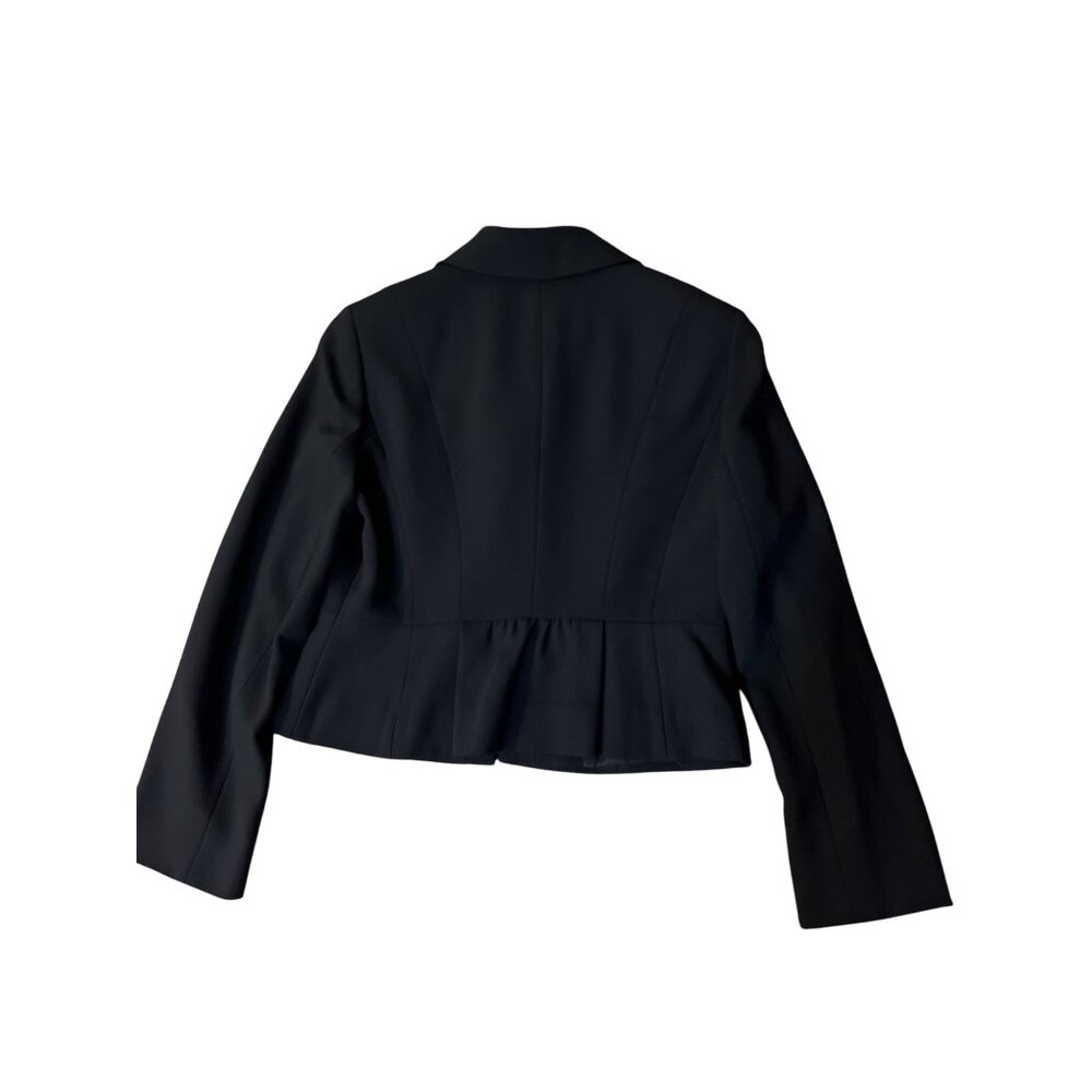 Vintage Ann Taylor Loft Petites Jacket Womens 6P Used Black Lined Ruffled Front - Picture 6 of 14